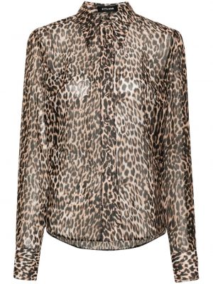 Svilena košulja s printom s leopard uzorkom Styland smeđa