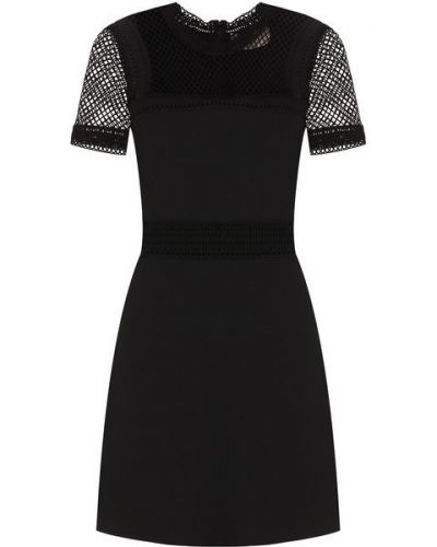 Приталенное платье мини с короткими рукавами Elie Saab, черное
