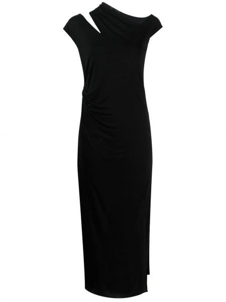 Viskózové přiléhavé večerní šaty bez rukávů Helmut Lang - černá