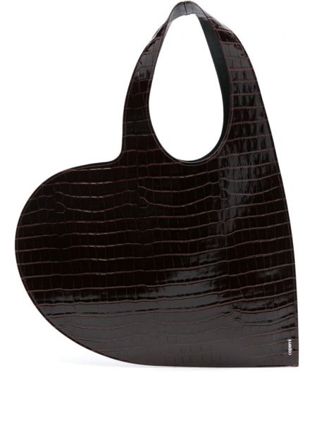 Kožna shopper torbica s uzorkom srca Coperni smeđa