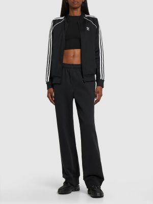 Pruhovaná bavlněná bunda na zip Adidas Originals černá