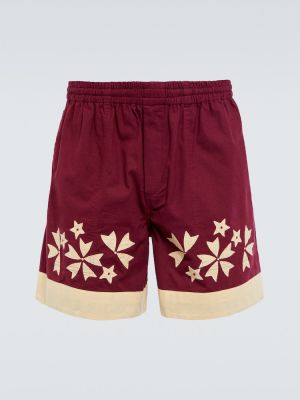 Shorts en coton avec applique Bode rouge