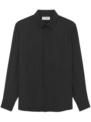 Копринена риза с принт Saint Laurent черно