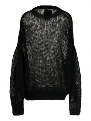 Moherowy przezroczysty sweter Fumito Ganryu czarny