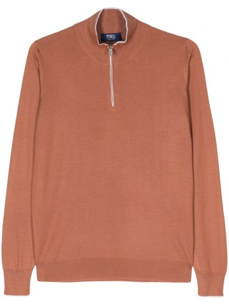 Кашмирен копринен пуловер Fedeli оранжево