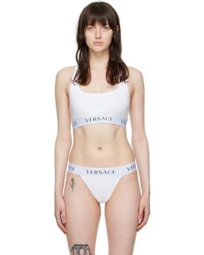 Biustonosz sportowy bawełniany Versace Underwear, biały