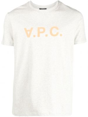 Памучна тениска с принт A.p.c. сиво