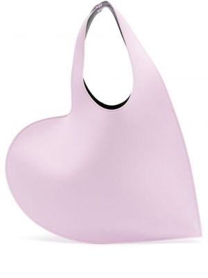 Δερμάτινη τσάντα shopper με μοτίβο καρδιά Coperni ροζ