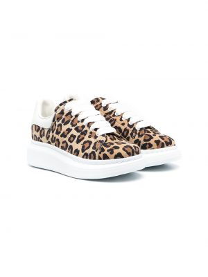 Oversized leopardikuvioiset tennarit tytöille Alexander Mcqueen Kids ruskea