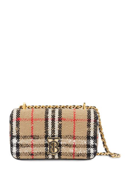 Mini taske i uld i bomuld Burberry beige