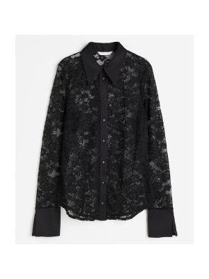 Кружевная блузка с воротником H&m черная