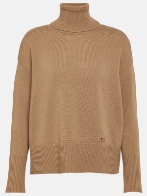 Kašmira džemperis ar augstu apkakli Valentino brūns
