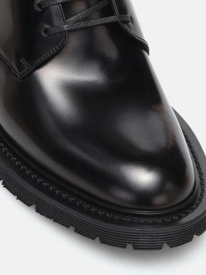 Krajkové kožené šněrovací kotníkové boty Saint Laurent černé