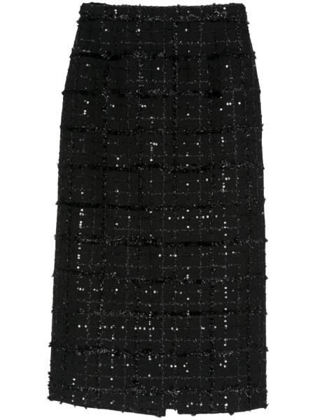 Suknja s prorezom sa šljokicama od tvida Alessandra Rich crna