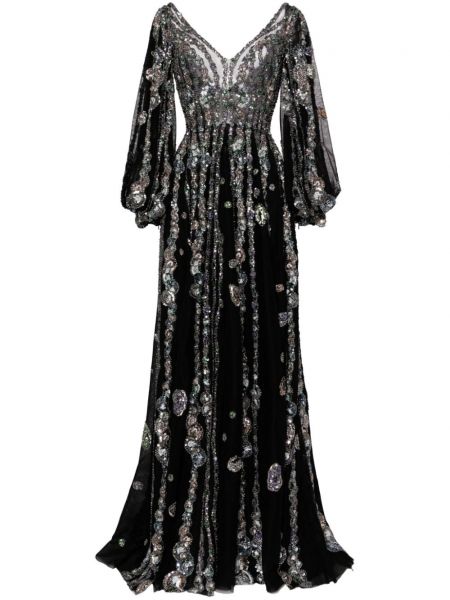 Robe droite en tulle Saiid Kobeisy noir