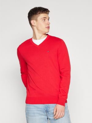 Классический свитер с v-образным вырезом Tommy Hilfiger красный