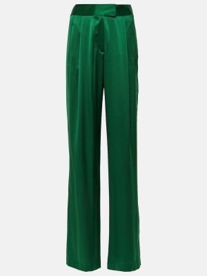 Pantaloni a vita alta di raso di seta The Sei verde