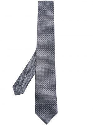 Jedwabny krawat z nadrukiem Canali niebieski
