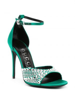 Křišťálové sandály Gucci zelené