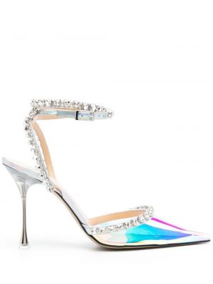 Полуотворени обувки с кристали Mach & Mach сребристо