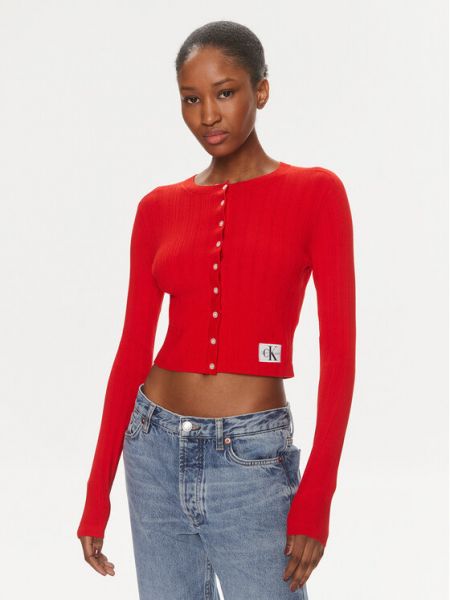 Slim fit kardigán Calvin Klein Jeans piros