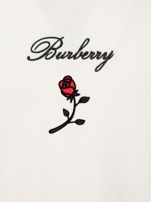 Bavlněné tričko s potiskem Burberry růžové