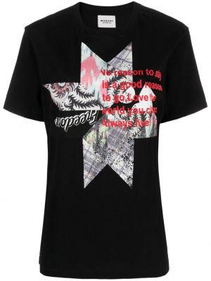 Kokvilnas t-krekls ar apdruku Marant Etoile melns