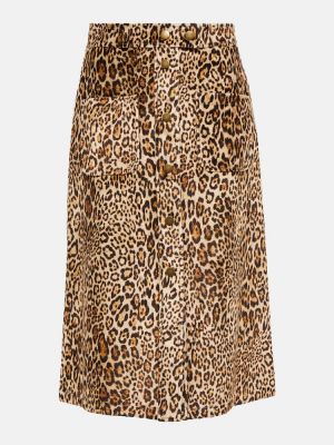 Zamatová midi sukňa s potlačou s leopardím vzorom Etro