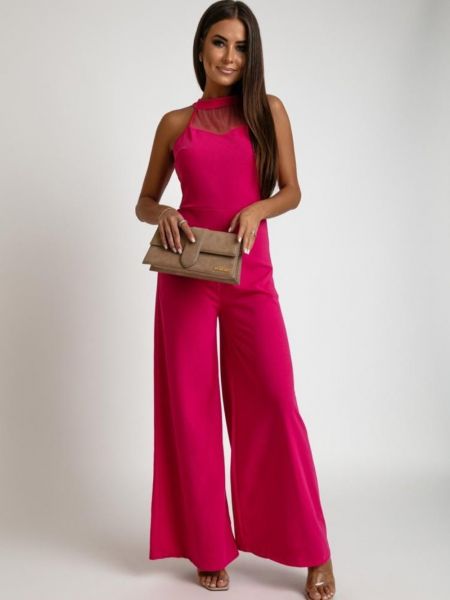 Ολόσωμη φόρμα με όρθιο γιακά σε φαρδιά γραμμή Fasardi ροζ