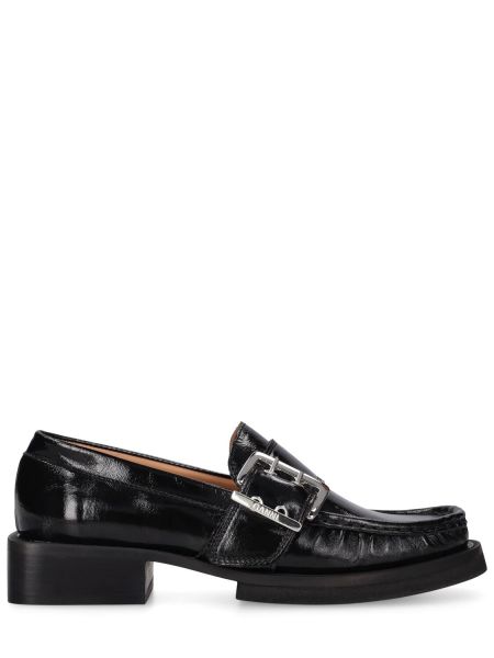 Pantofi loafer cu cataramă Ganni negru