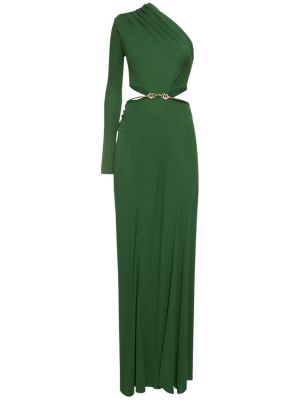 Drapované asymetrické džerzej dlouhé šaty Victoria Beckham zelená