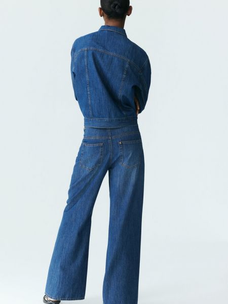 Прямые джинсы с перьями H&m синие