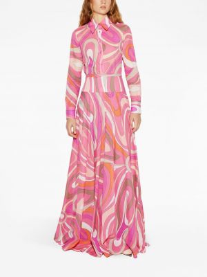 Bavlněné dlouhá sukně s potiskem Pucci růžové