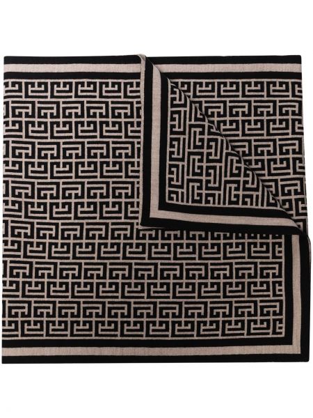 Bufanda de lana merino de tejido jacquard Balmain negro