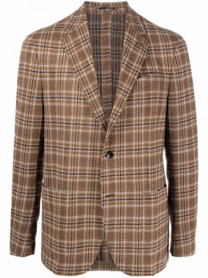 Sjekket lang blazer Lardini brun