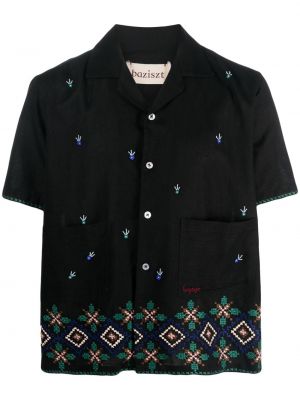Košeľa s výšivkou Baziszt čierna