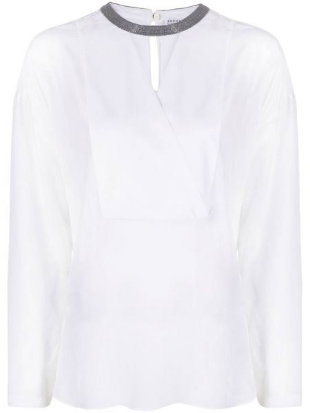 Копринена блуза Brunello Cucinelli бяло