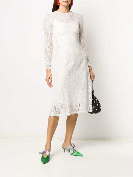 Vestido midi de encaje Dolce & Gabbana blanco
