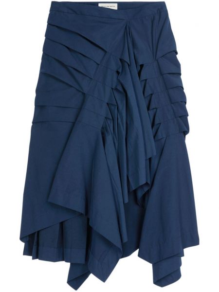 Asymmetrischer midirock mit plisseefalten Dries Van Noten blau