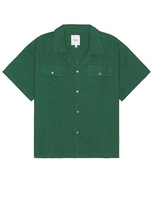 Camicia di lino a maniche corte Found verde