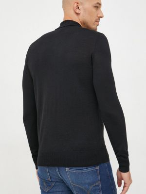 Gyapjú pulóver Emporio Armani fekete