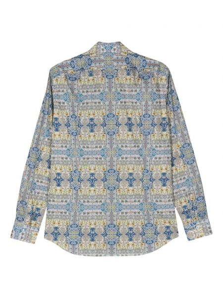 Raštuota gėlėta medvilninė marškiniai Mazzarelli mėlyna
