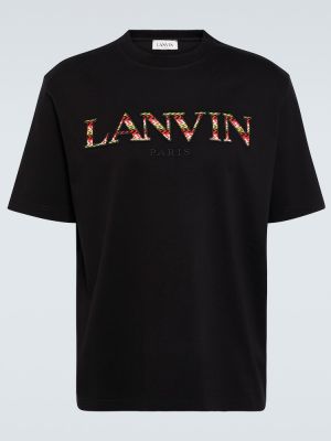 Bavlnené tričko s výšivkou Lanvin čierna