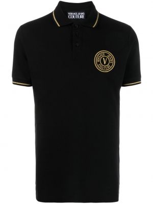 Tricou polo cu broderie din bumbac Versace Jeans Couture