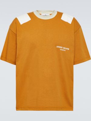 Camiseta de algodón de tela jersey Stone Island naranja
