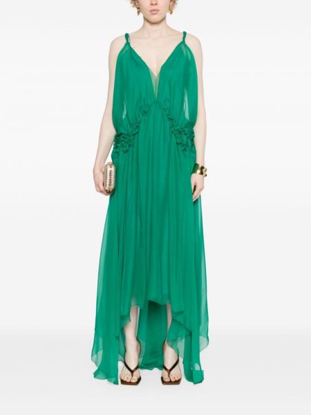 Sukienka midi szyfonowa Alberta Ferretti zielona