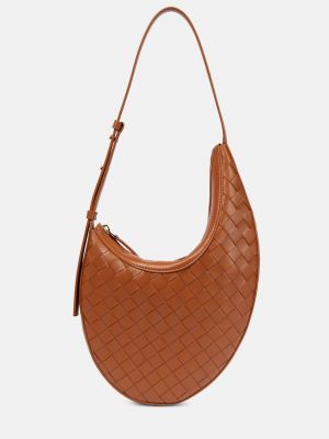 Кожаная сумка через плечо Bottega Veneta коричневая