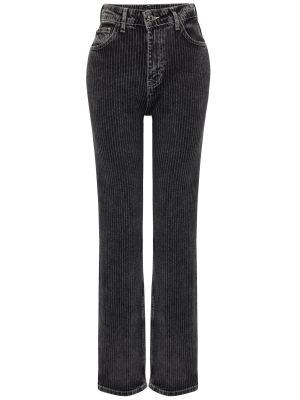 Pruhované straight fit džíny s vysokým pasem Trendyol černé