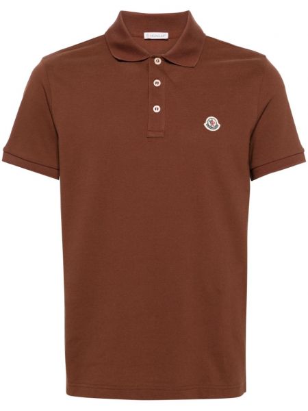 Medvilninis polo marškinėliai Moncler ruda
