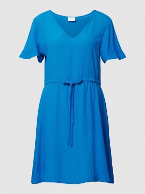 Sukienka mini z wiskozy z dekoltem w serek Vila niebieska